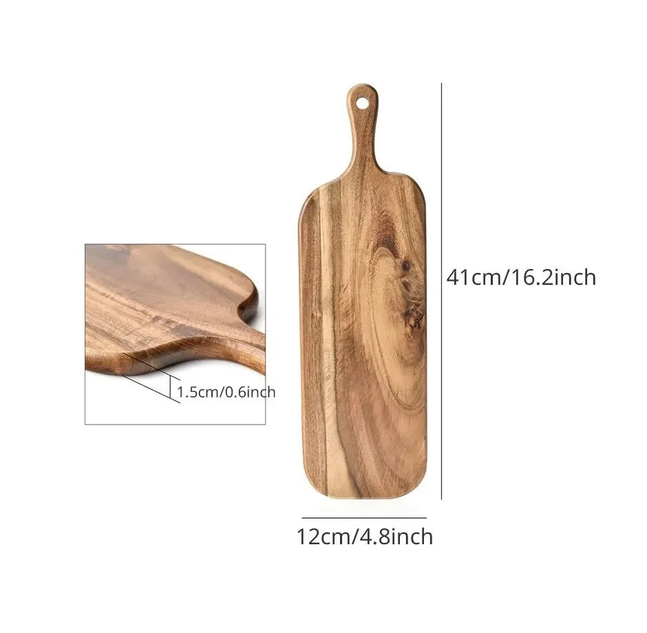 Wooden Cutting Board with Handle Kitchen Household Serving Board Wooden Cheese Board Charcuterie Board for Bread Fruit Plates - BELMA