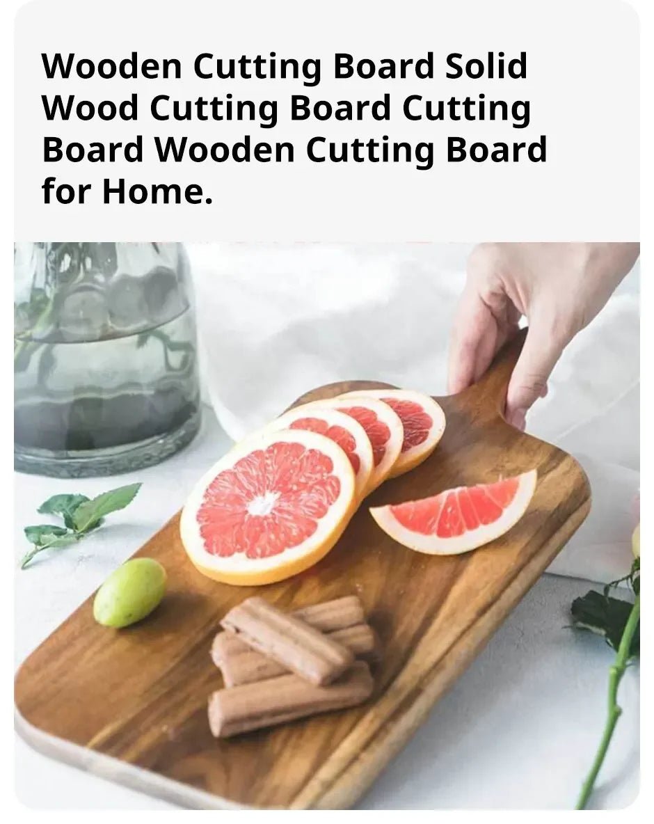 Wooden Cutting Board with Handle Kitchen Household Serving Board Wooden Cheese Board Charcuterie Board for Bread Fruit Plates - BELMA