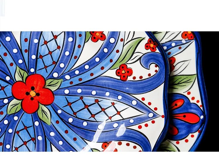 1pc European Ceramic Dinnerware Home Hand - painted Dinner Plates Bowl Underglaze Color Porcelain Plate Kitchen Accessories - BELMA