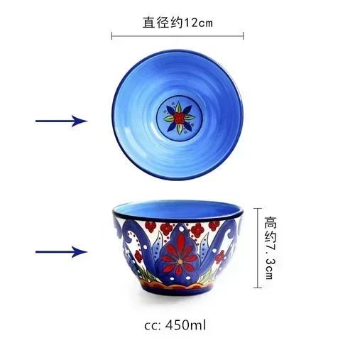 1pc European Ceramic Dinnerware Home Hand - painted Dinner Plates Bowl Underglaze Color Porcelain Plate Kitchen Accessories - BELMA