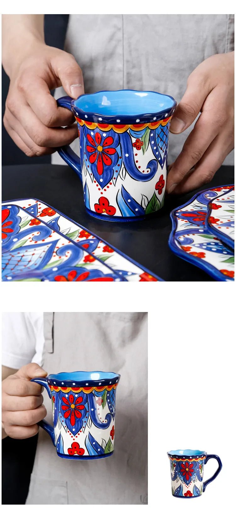1pc European Ceramic Dinnerware Home Hand - painted Dinner Plates Bowl Underglaze Color Porcelain Plate Kitchen Accessories - BELMA