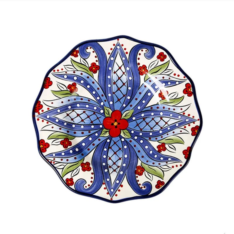 1pc European Ceramic Dinnerware Home Hand - painted Dinner Plates Bowl Underglaze Color Porcelain Plate Kitchen Accessories - BELMA