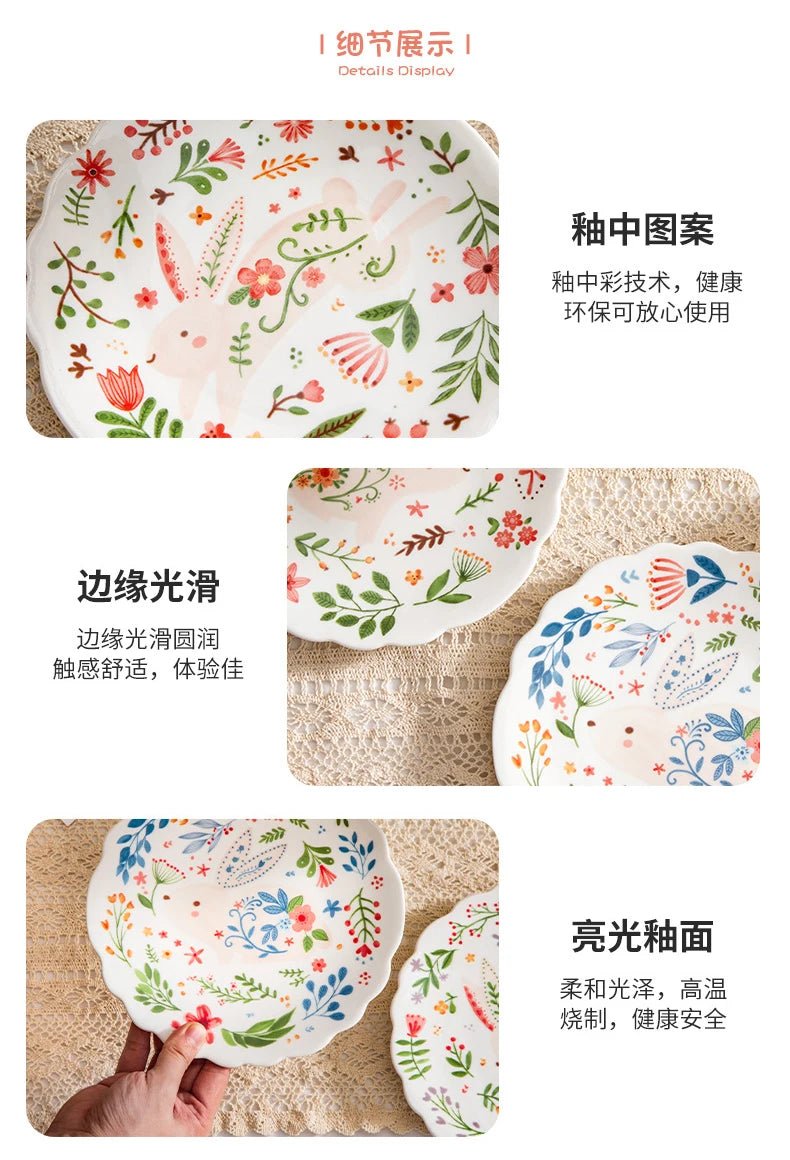 8 - inch cute ceramic plate kitchen ceramic tableware dishes Afternoon tea dessert plate bread/salad plate steak plate - BELMA