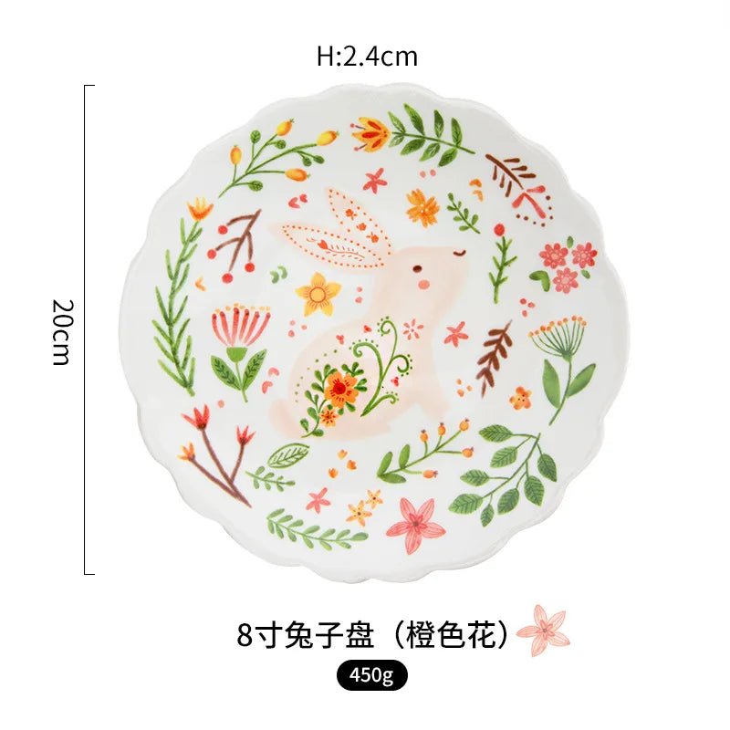 8 - inch cute ceramic plate kitchen ceramic tableware dishes Afternoon tea dessert plate bread/salad plate steak plate - BELMA