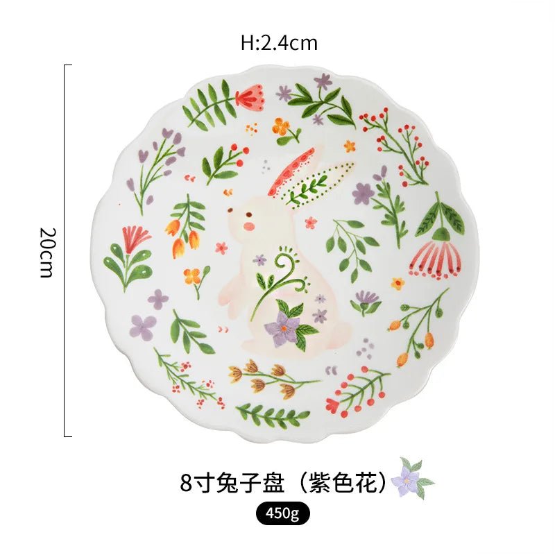8 - inch cute ceramic plate kitchen ceramic tableware dishes Afternoon tea dessert plate bread/salad plate steak plate - BELMA