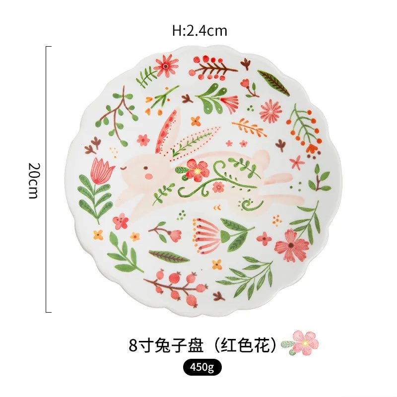 8 - inch cute ceramic plate kitchen ceramic tableware dishes Afternoon tea dessert plate bread/salad plate steak plate - BELMA