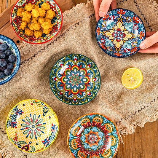 Bohemian Ceramic Sauce Vinegar Dish Hot Pot Barbecue Seasoning Dish Samll Plate For Snack Korean Side Dish Kimchi Dish - BELMA
