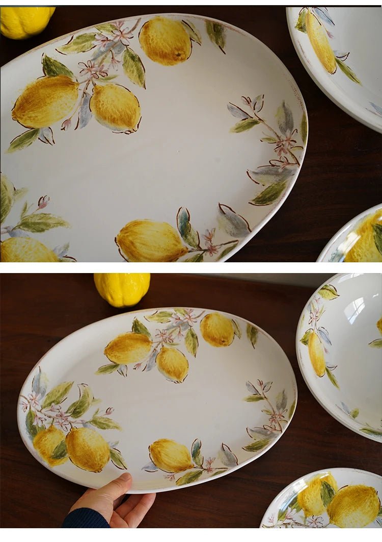 Ceramic Plate European Style Household Porcelain Dinnerware Steak Pasta Vegetale Fruit Salad Plates Kitchen Supplies - BELMA