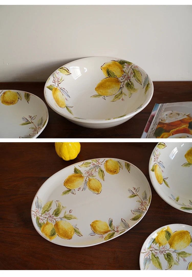 Ceramic Plate European Style Household Porcelain Dinnerware Steak Pasta Vegetale Fruit Salad Plates Kitchen Supplies - BELMA