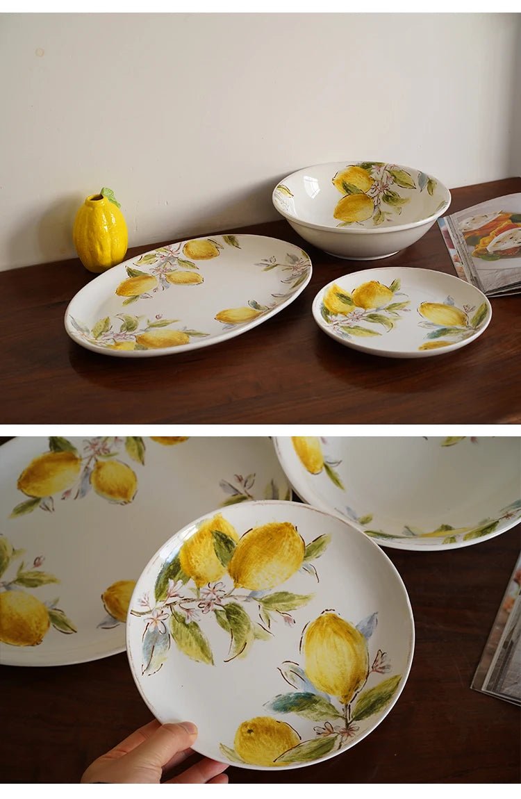 Ceramic Plate European Style Household Porcelain Dinnerware Steak Pasta Vegetale Fruit Salad Plates Kitchen Supplies - BELMA