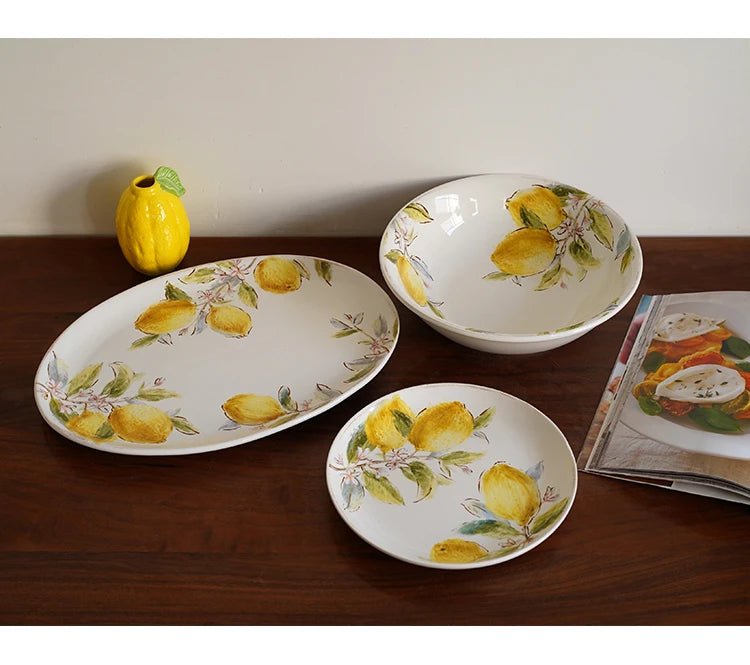 Ceramic Plate European Style Household Porcelain Dinnerware Steak Pasta Vegetale Fruit Salad Plates Kitchen Supplies - BELMA