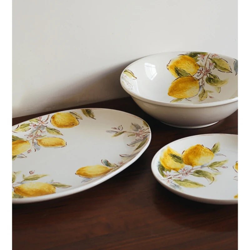 Ceramic Plate European Style Household Porcelain Dinnerware Steak Pasta Vegetale Fruit Salad Plates Kitchen Supplies - BELMA