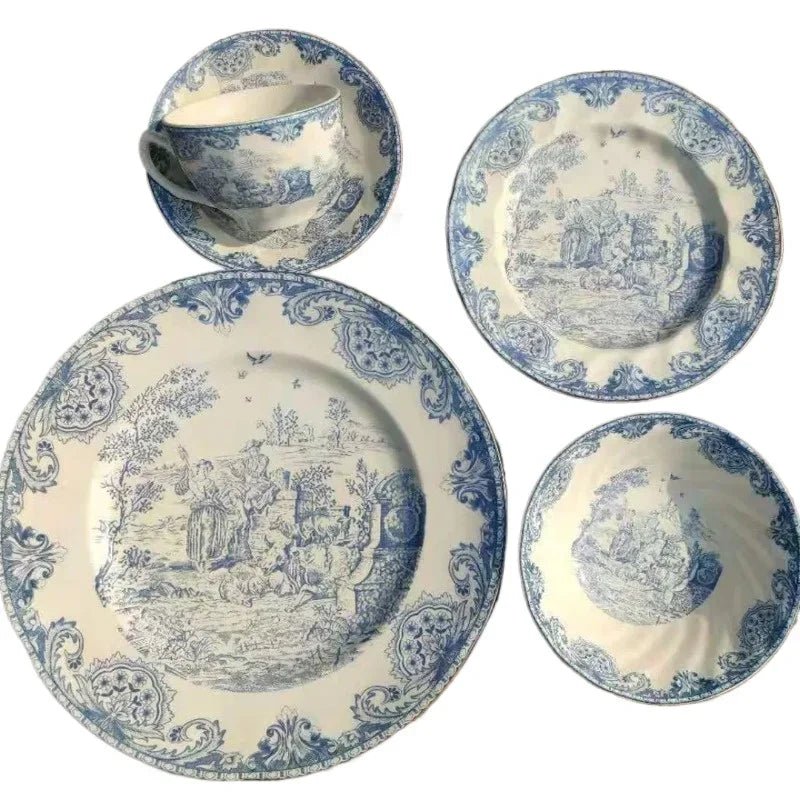 Christmas Creative Shooting Props for Decorating Plates with Blue British Castle Characters, Western Cuisine, Steak and Bread - BELMA