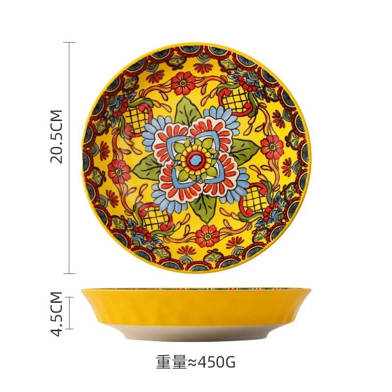 Creative Ceramic Tableware Set, Large Plate, Bohemian Style Dish Combination, Dinner Plate Set, Bowl and Plate Set - BELMA