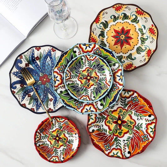 Dishes dishes household Bohemian ceramic dishes personality Western dish steak creative snack plates dinner plates - BELMA