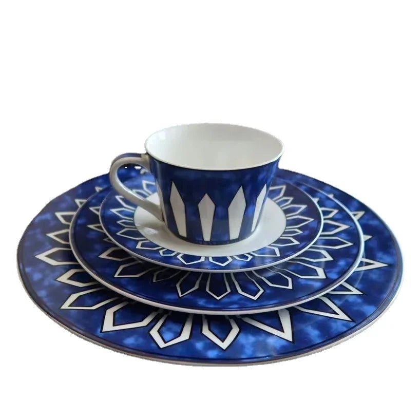 European - Style Exotic Blue Plate Home Breakfast Personality Plate Dish Home Decoration Sample Decorative Tray Ceramic Plates - BELMA
