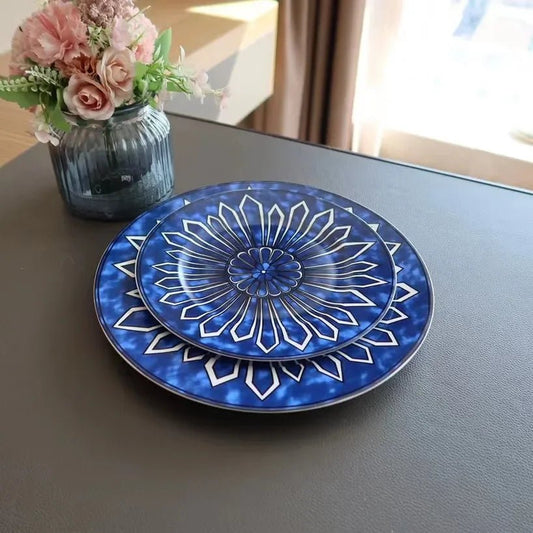 European - Style Exotic Blue Plate Home Breakfast Personality Plate Dish Home Decoration Sample Decorative Tray Ceramic Plates - BELMA