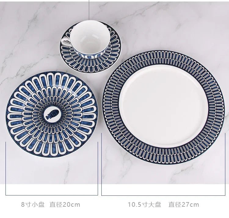 European - Style Exotic Blue Plate Home Breakfast Personality Plate Dish Home Decoration Sample Decorative Tray Ceramic Plates - BELMA
