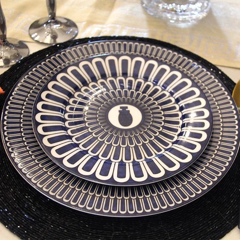 European - Style Exotic Blue Plate Home Breakfast Personality Plate Dish Home Decoration Sample Decorative Tray Ceramic Plates - BELMA