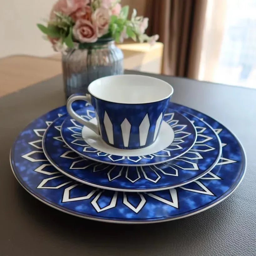 European - Style Exotic Blue Plate Home Breakfast Personality Plate Dish Home Decoration Sample Decorative Tray Ceramic Plates - BELMA