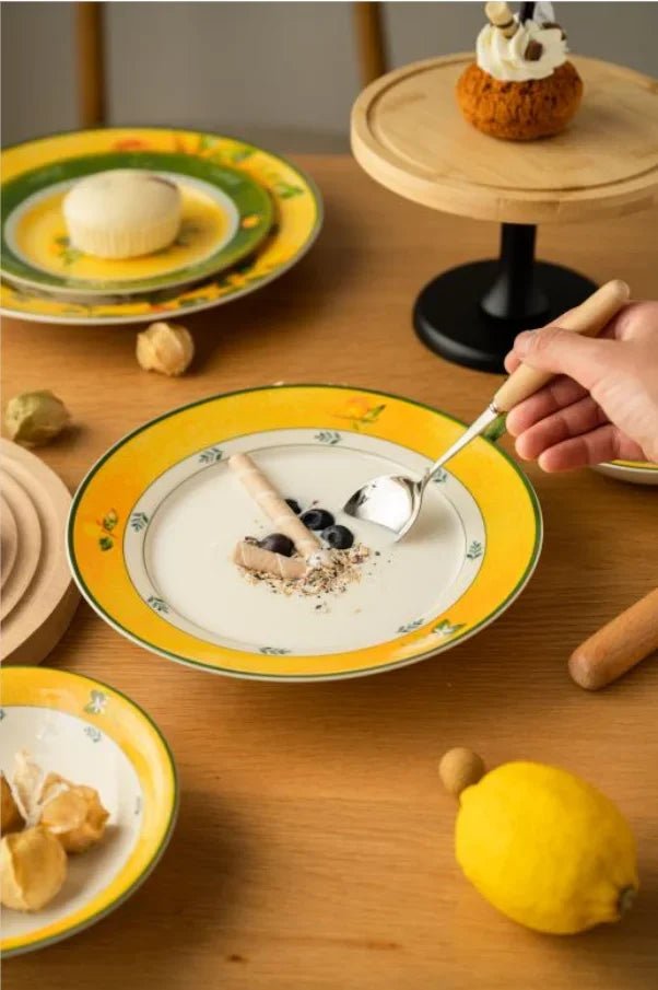 Light luxury household retro European style tableware, ceramic rice bowls, steak plates, soup plates - BELMA