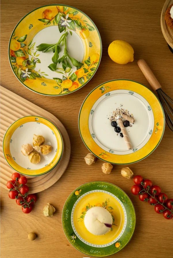 Light luxury household retro European style tableware, ceramic rice bowls, steak plates, soup plates - BELMA
