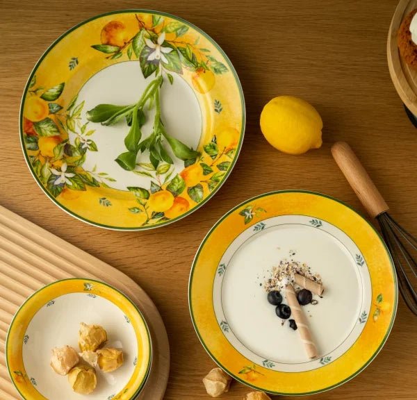 Light luxury household retro European style tableware, ceramic rice bowls, steak plates, soup plates - BELMA