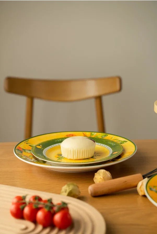 Light luxury household retro European style tableware, ceramic rice bowls, steak plates, soup plates - BELMA