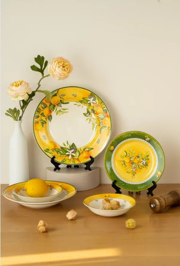 Light luxury household retro European style tableware, ceramic rice bowls, steak plates, soup plates - BELMA