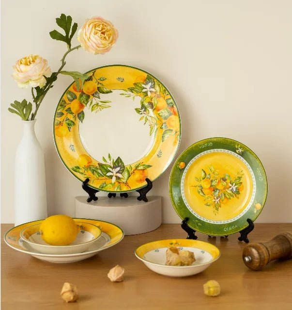 Light luxury household retro European style tableware, ceramic rice bowls, steak plates, soup plates - BELMA