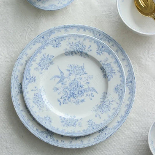 Painted Peony Underglaze Ceramic Dinner Plate English Pastoral Ceramic Steak Pasta Plate Western Tableware Afternoon Tea Dishes - BELMA