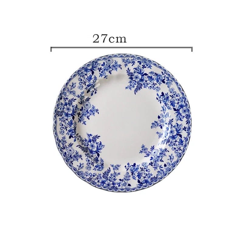 Pastoral Style Plate Set Plant Flowers Series Dinner Plate Steak Pasta Dishes Dessert Salad Soup Tableware Vintage Ceramic Plate - BELMA