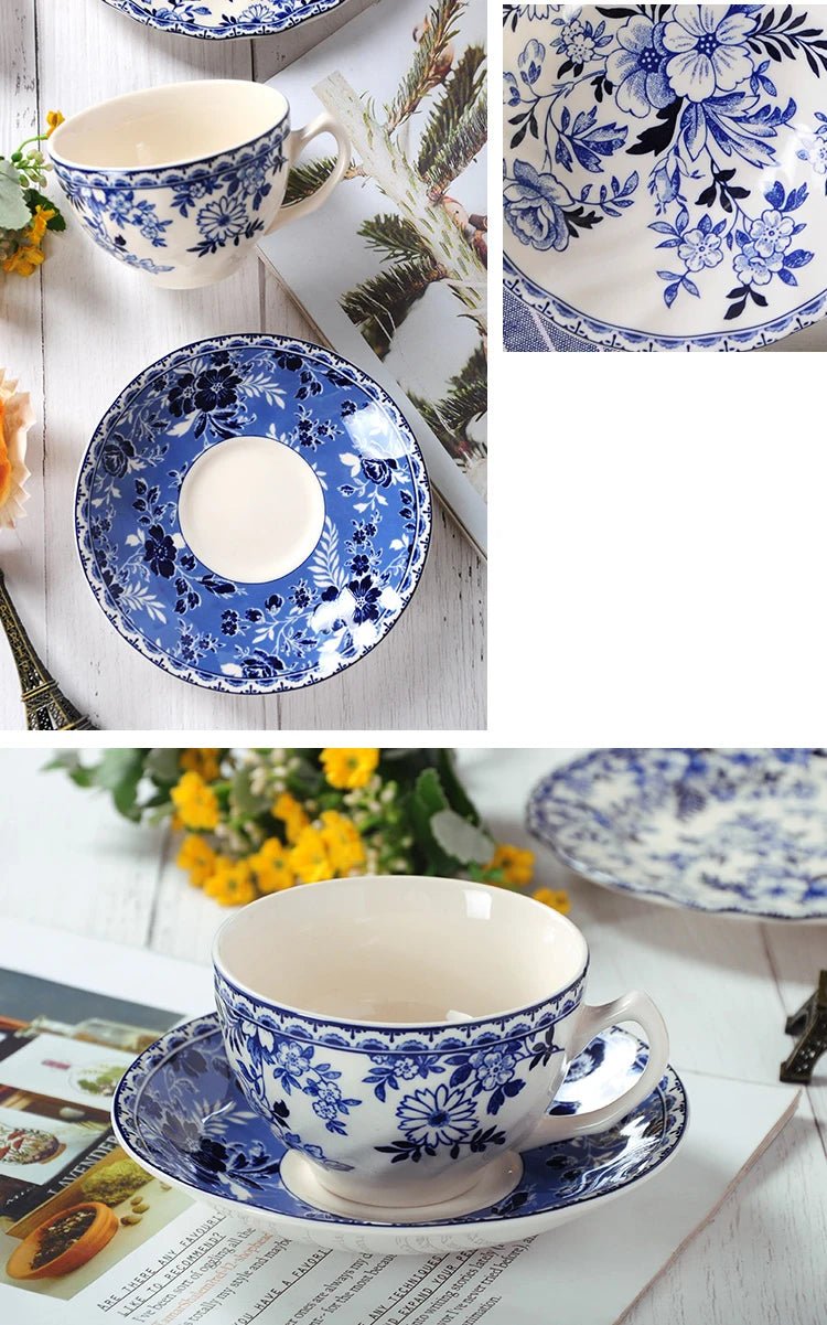 Pastoral Style Plate Set Plant Flowers Series Dinner Plate Steak Pasta Dishes Dessert Salad Soup Tableware Vintage Ceramic Plate - BELMA