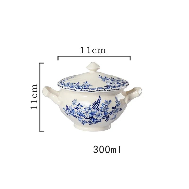 Pastoral Style Plate Set Plant Flowers Series Dinner Plate Steak Pasta Dishes Dessert Salad Soup Tableware Vintage Ceramic Plate - BELMA