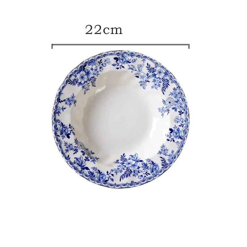 Pastoral Style Plate Set Plant Flowers Series Dinner Plate Steak Pasta Dishes Dessert Salad Soup Tableware Vintage Ceramic Plate - BELMA