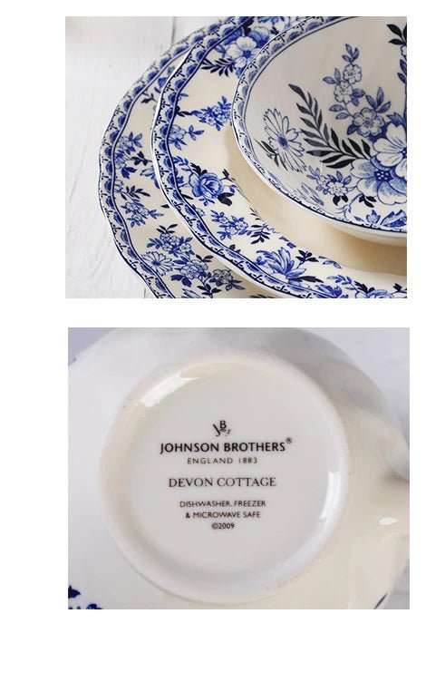 Pastoral Style Plate Set Plant Flowers Series Dinner Plate Steak Pasta Dishes Dessert Salad Soup Tableware Vintage Ceramic Plate - BELMA