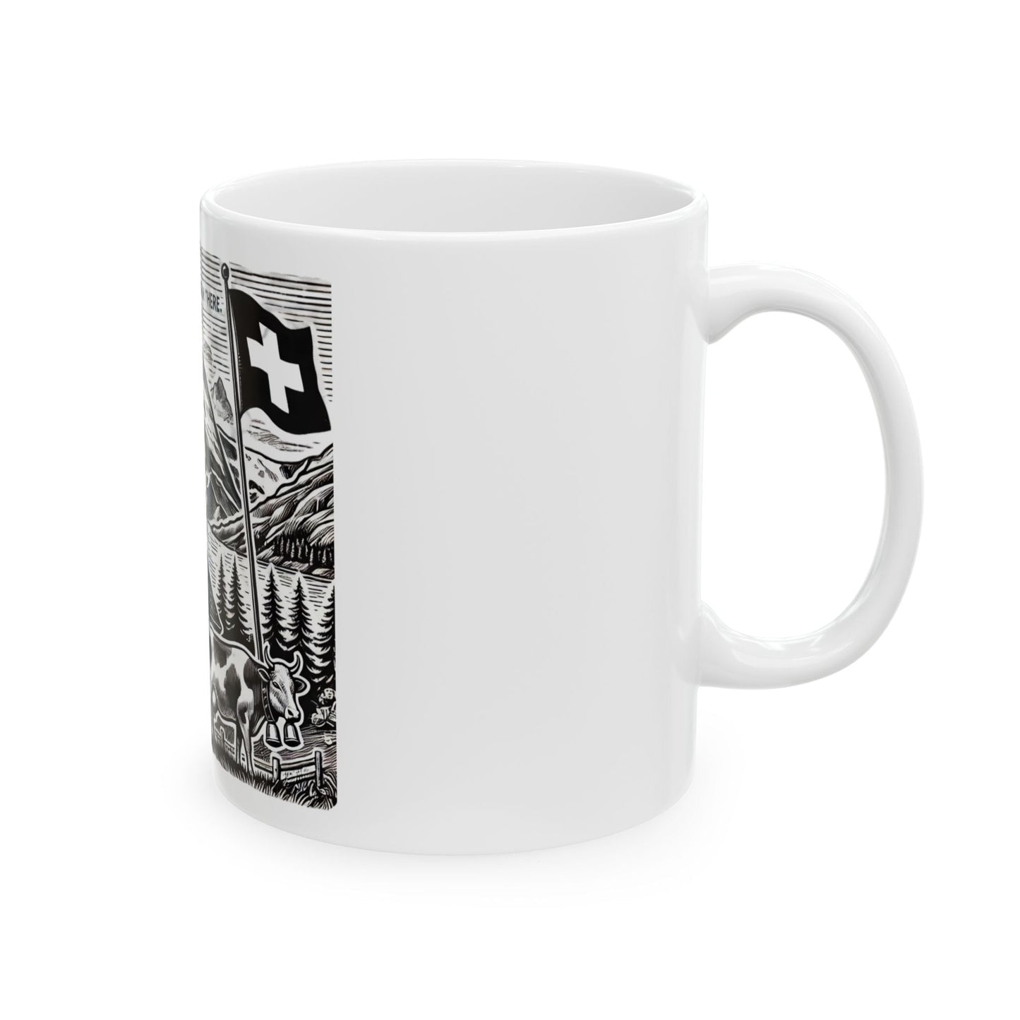 Switzerland - Landscape Ceramic Mug - 'Been There' & Fondue Design - Perfect Gift for Travelers and Cheese Lovers - BELMA